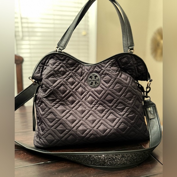LIKE NEW Tory Burch Quilted Nylon Marion Baby Bag Tote & Rebecca Minkoff Strap - Picture 7 of 14